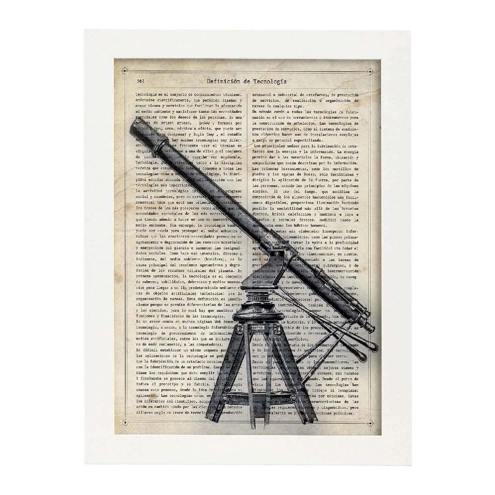 Nacnic Lámina Vintage De Telescopio Con Definiciones