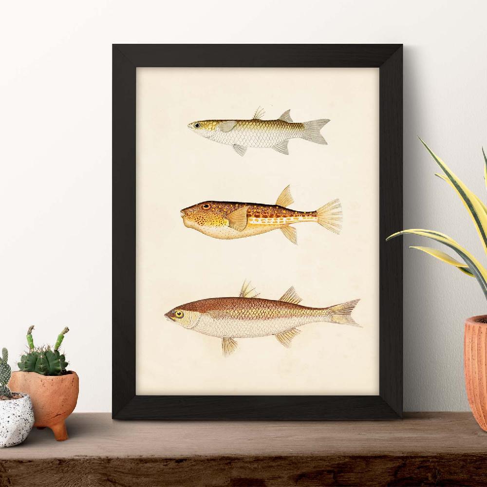 Nacnic Lámina Vintage De Tres Peces En Marrón Beige Y Naranja