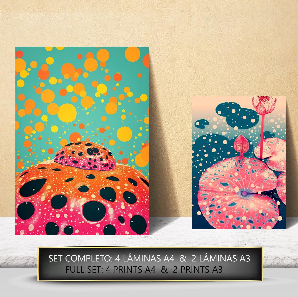 Nacnic Lámina Yayoi Kusama Calabaza Rana En Rosa Y Naranja Japonés