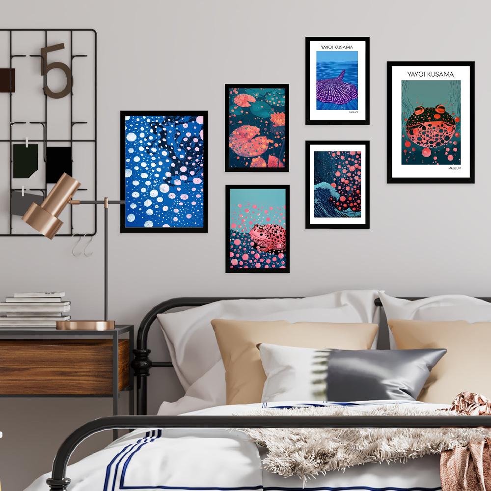 Nacnic Lámina Yayoi Kusama Pez Y Naturaleza Azul Japonesa