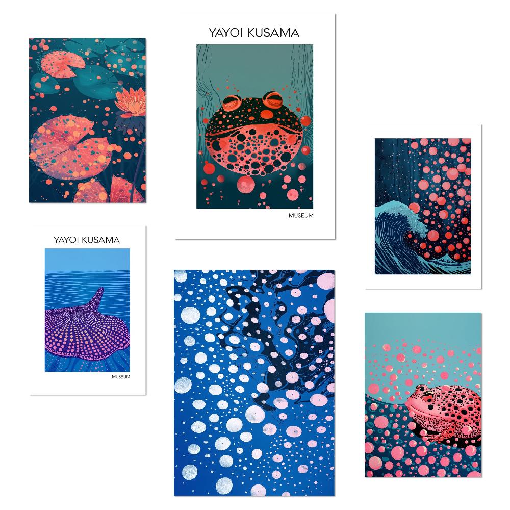 nacnic Lámina Yayoi Kusama Pez y Naturaleza Azul Japonesa