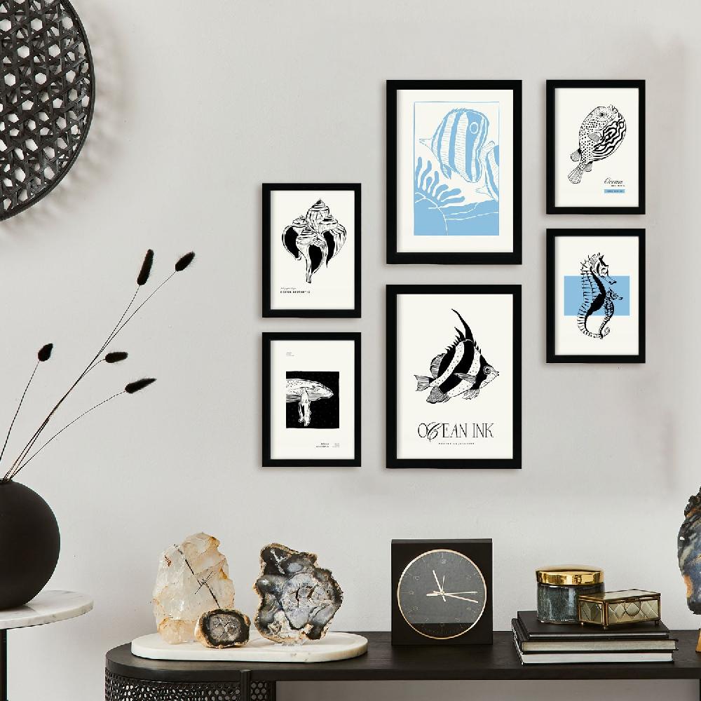 Nacnic Láminas Artísticas De Patrones Marinos En Tinta Negra