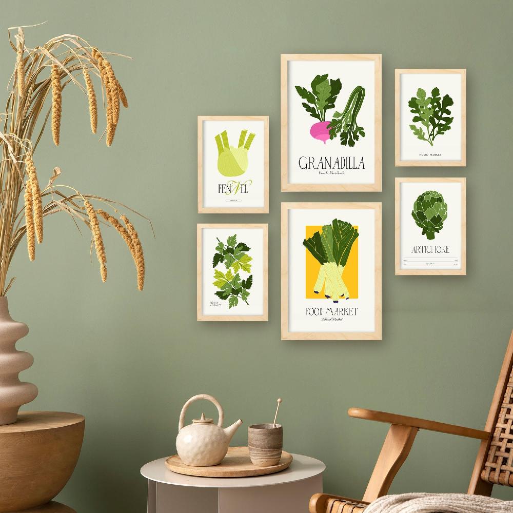 Nacnic Láminas De Alimentos Y Plantas. Verduras Verdes. Naturaleza Y Botánica