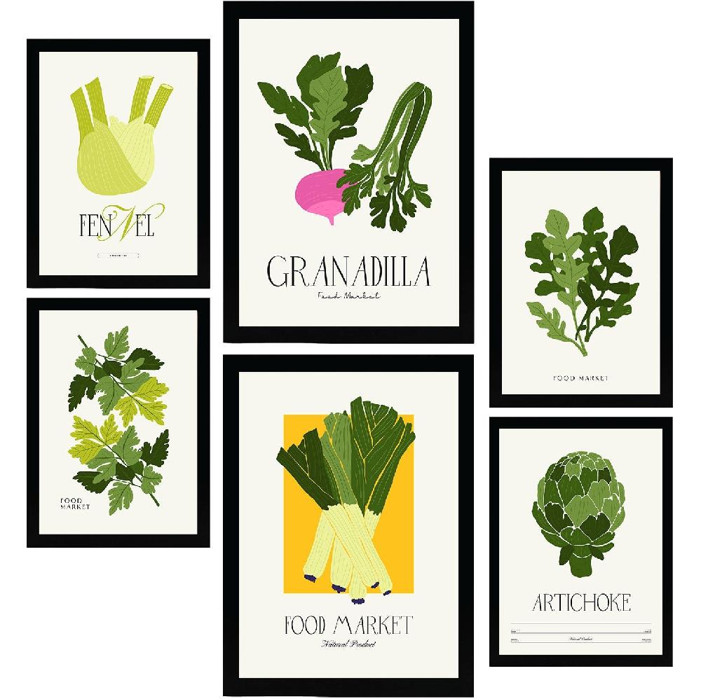 nacnic Láminas de Alimentos y Plantas. Verduras Verdes. Naturaleza y Botánica