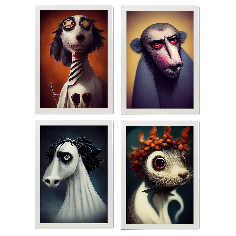 Nacnic Láminas De Animales Al Estilo Burton Para Diseño De Interiores Y Decoración Colección De 10