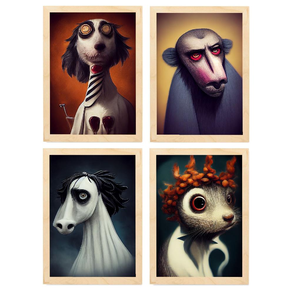 Nacnic Láminas De Animales Al Estilo Burton Para Diseño De Interiores Y Decoración Colección De 10