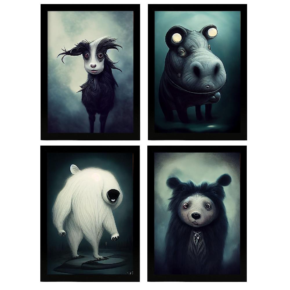 nacnic Láminas de Animales al estilo Burton para Diseño de Interiores y Decoración Colección Set 3