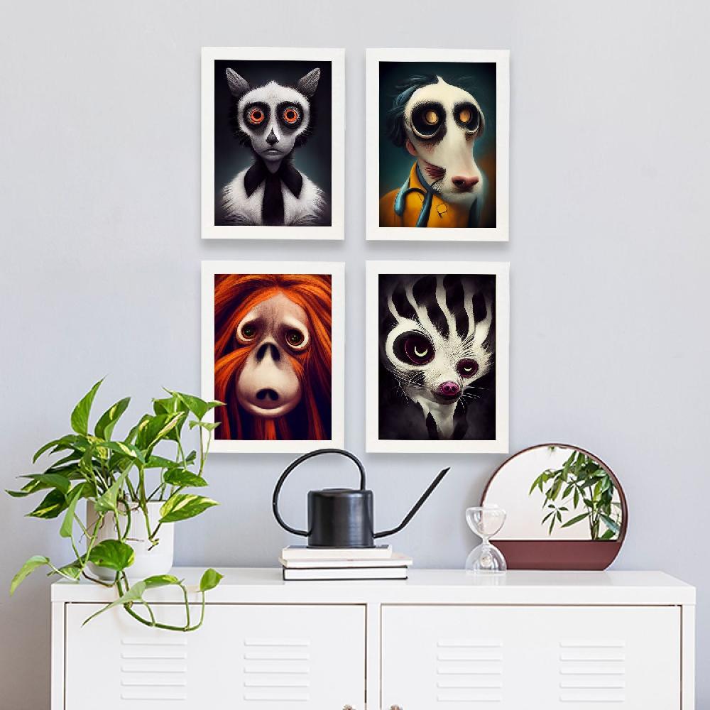 Nacnic Láminas De Animales Estilo Burton Para Diseño De Interiores Y Decoración Colección Set 4