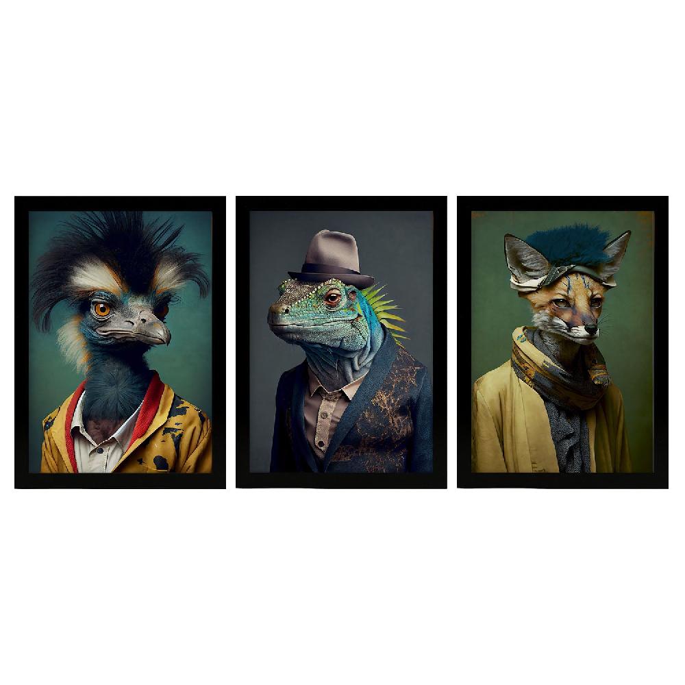 nacnic Láminas de Arte Animal Humano Nacnico: Emu Zorro Iguana