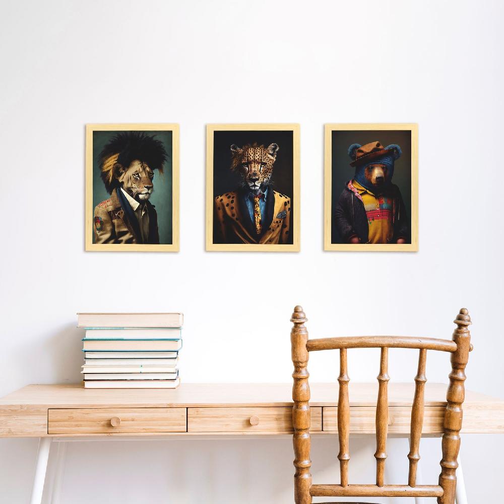 Nacnic Láminas De Arte De Animales Humanos Nacnico: Oso Cheetah León