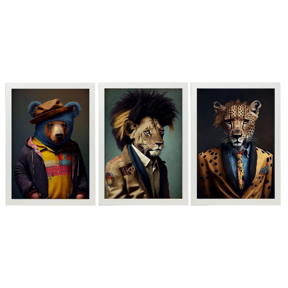 Nacnic Láminas De Arte De Animales Humanos Nacnico: Oso Cheetah León