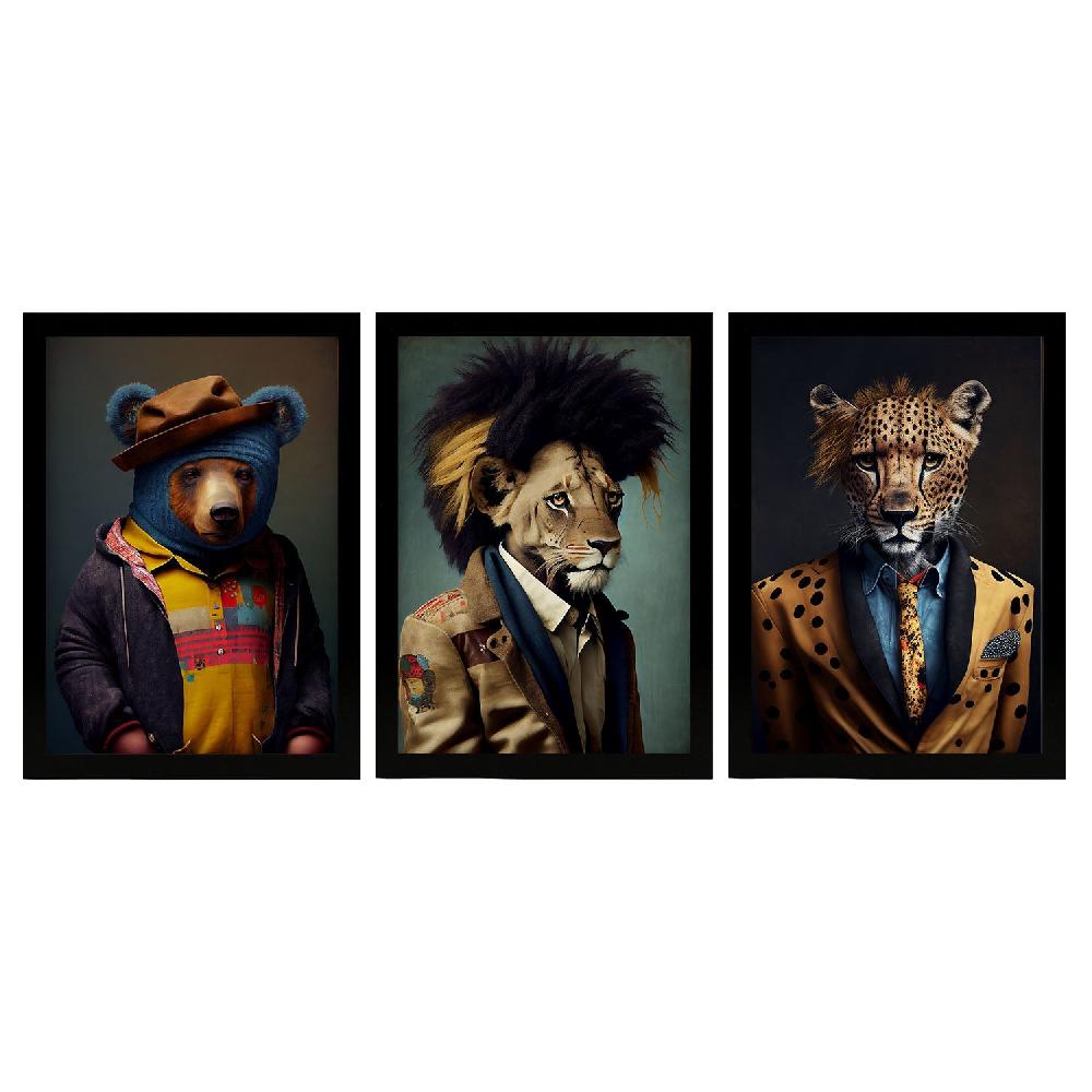 nacnic Láminas de Arte de Animales Humanos Nacnico: Oso Cheetah León