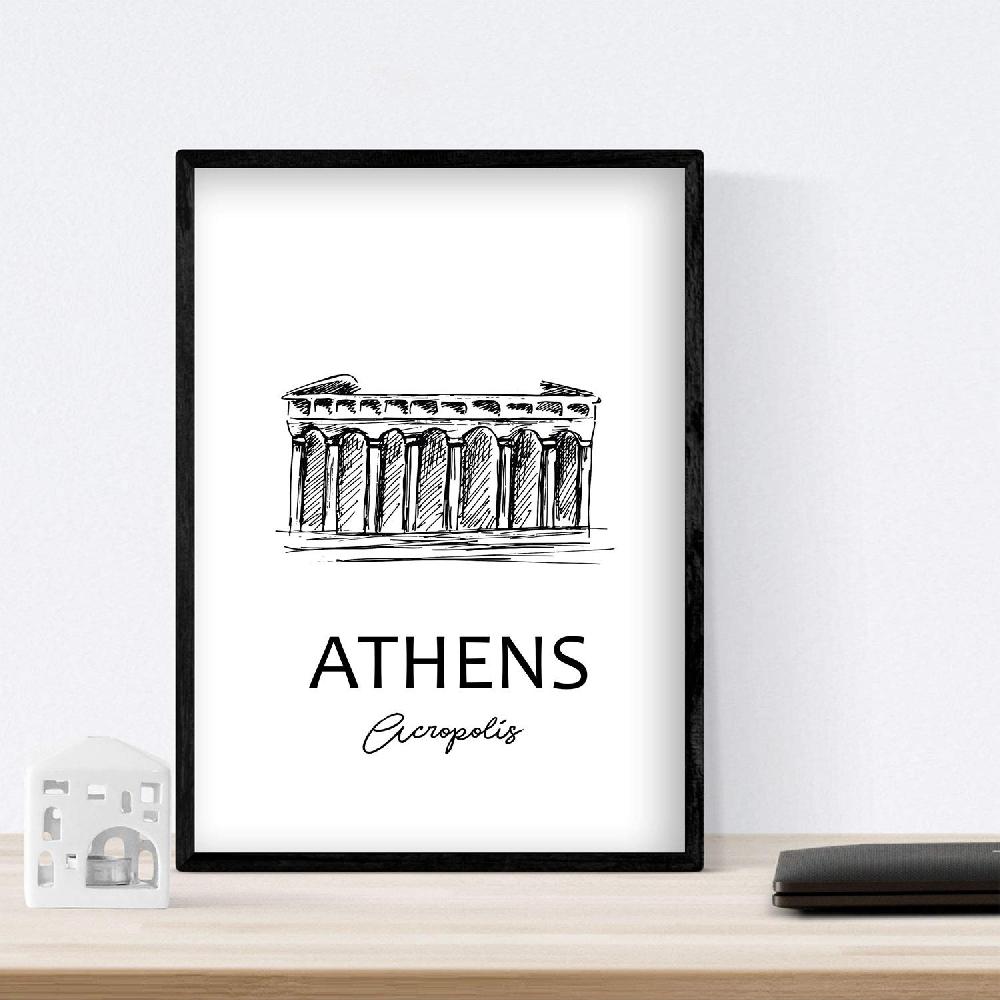 Nacnic Láminas De Atenas Y Grecia Con Mapa Y Monumentos
