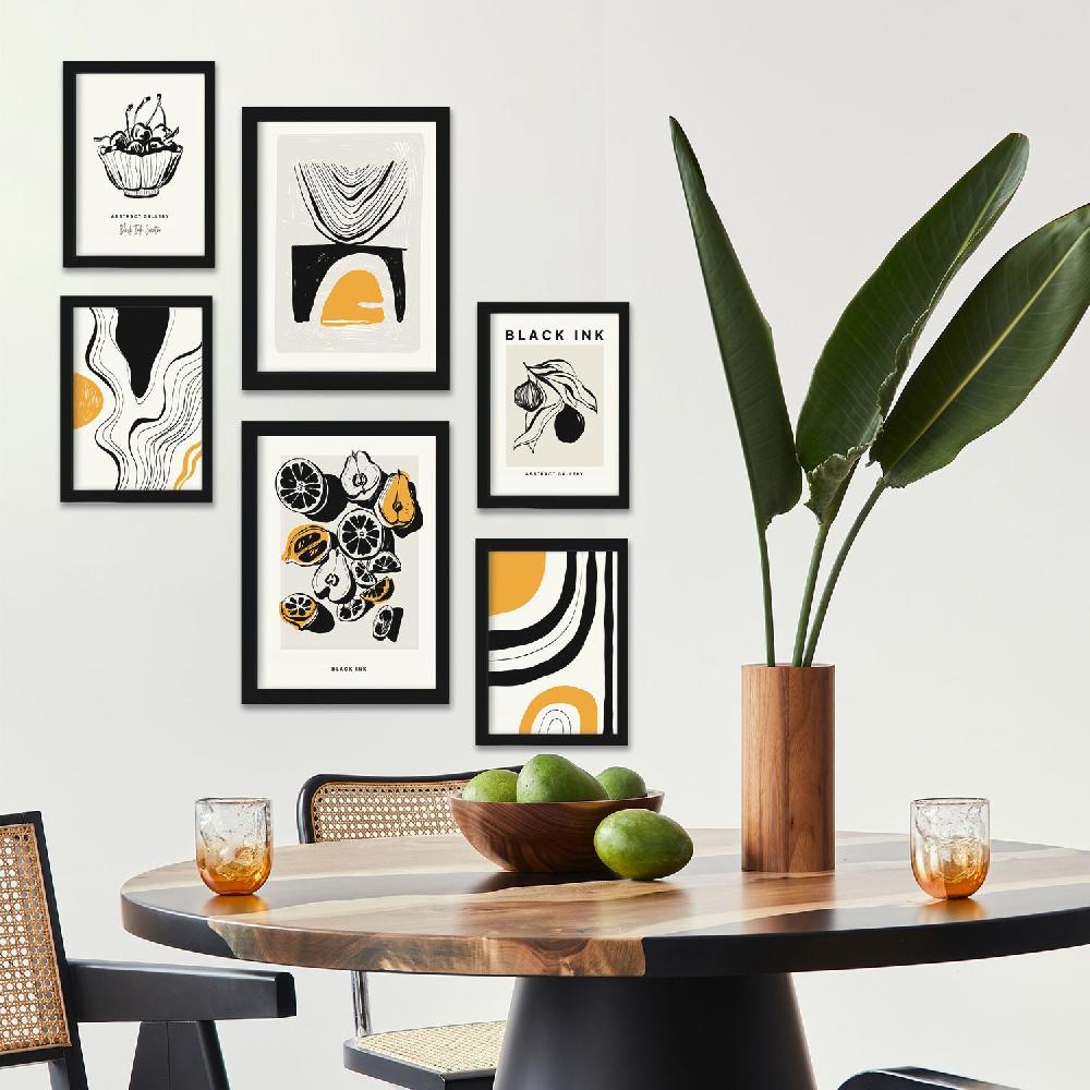 Nacnic Laminas De Frutas En Tinta Negra Gruesa Y Estética Artística Abstracta