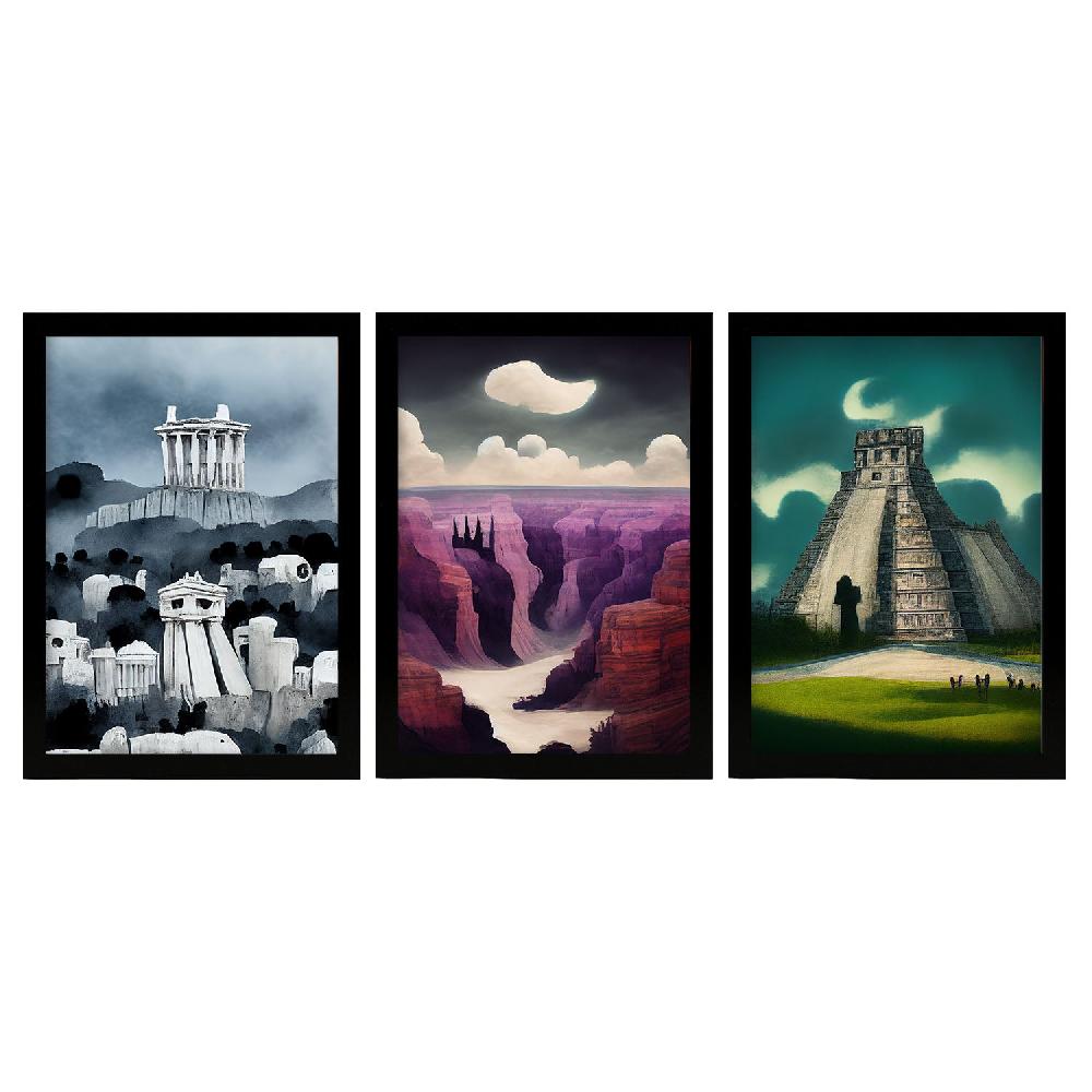 nacnic Láminas de Ilustraciones de Monumentos y Ciudades Estilo Burton Gótico y Oscuro Colección Set 11