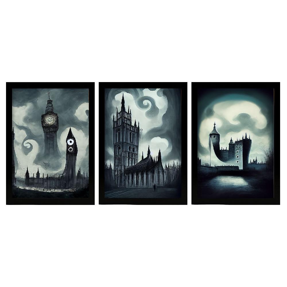 nacnic Láminas de Ilustraciones de Monumentos y Ciudades al estilo Burton Dark y Goth