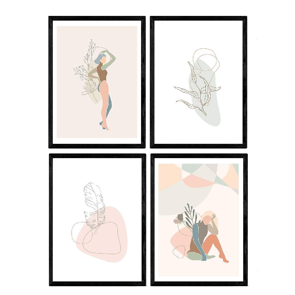 nacnic Láminas de Mujeres en Tonos Pastel y Formas Nórdicas