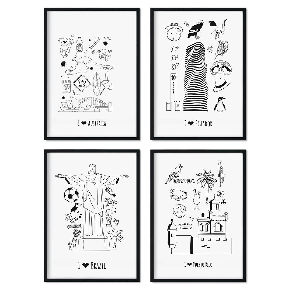 nacnic Láminas de Países y Ciudades del Mundo para Viajeros