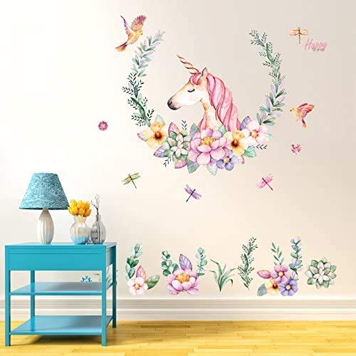 Nacnic Láminas De Unicornio Floral Con Mariposas Y Libélulas En Tonos Pastel