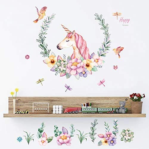 Nacnic Láminas De Unicornio Floral Con Mariposas Y Libélulas En Tonos Pastel
