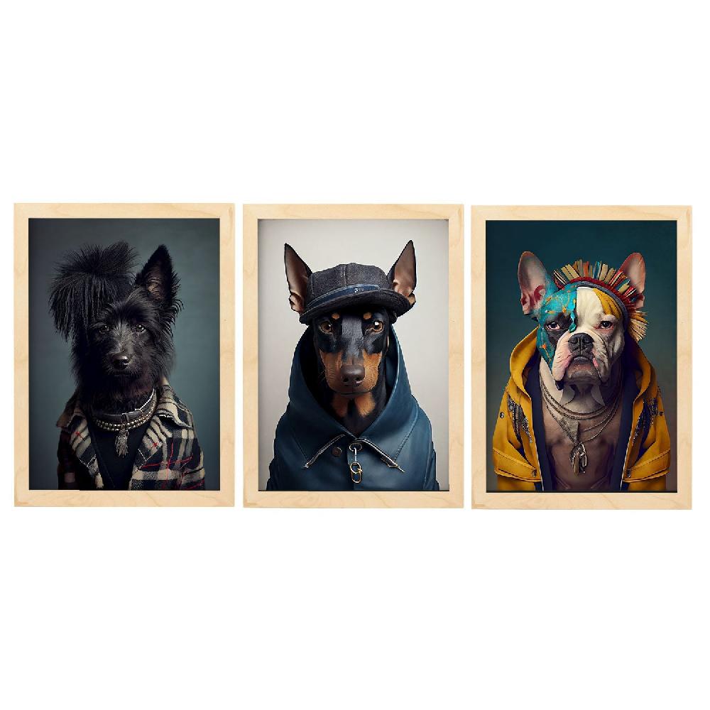 Nacnic Láminas Estéticas De Bulldog Y Doberman Nacnico Para Diseño De Interiores