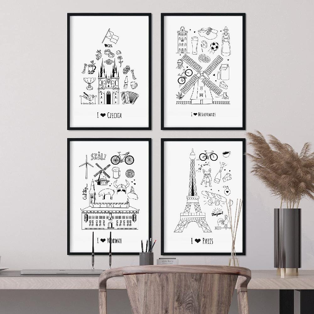 Nacnic Láminas Europa 2 De Países Y Ciudades Para Viajeros