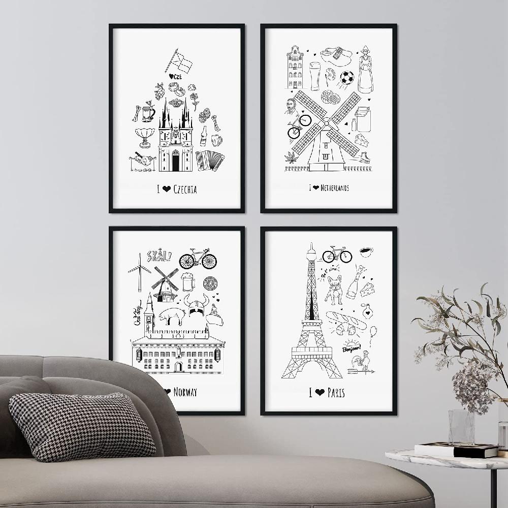 Nacnic Láminas Europa 2 De Países Y Ciudades Para Viajeros