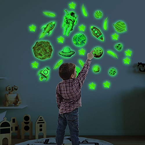 nacnic Láminas Fluorescentes de Planetas y Astronauta