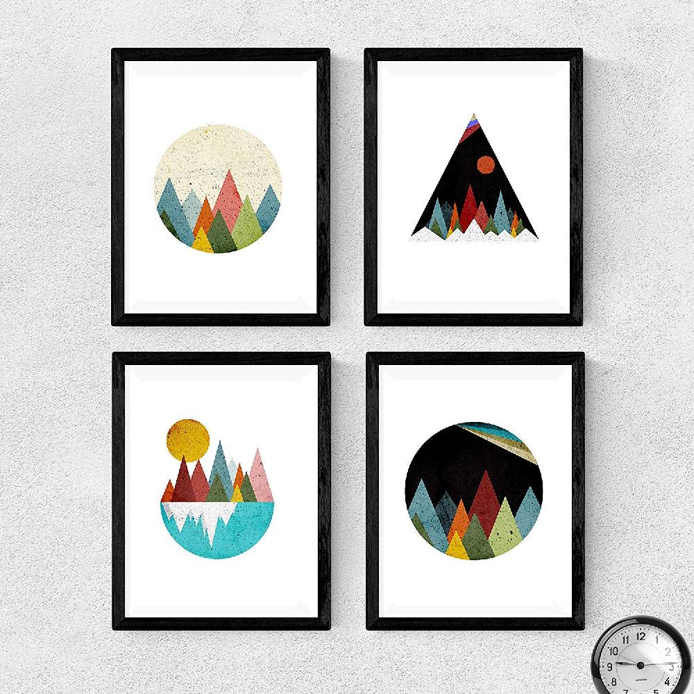 Nacnic Láminas Geométricas De Montañas Coloridas En Papel De Alta Calidad
