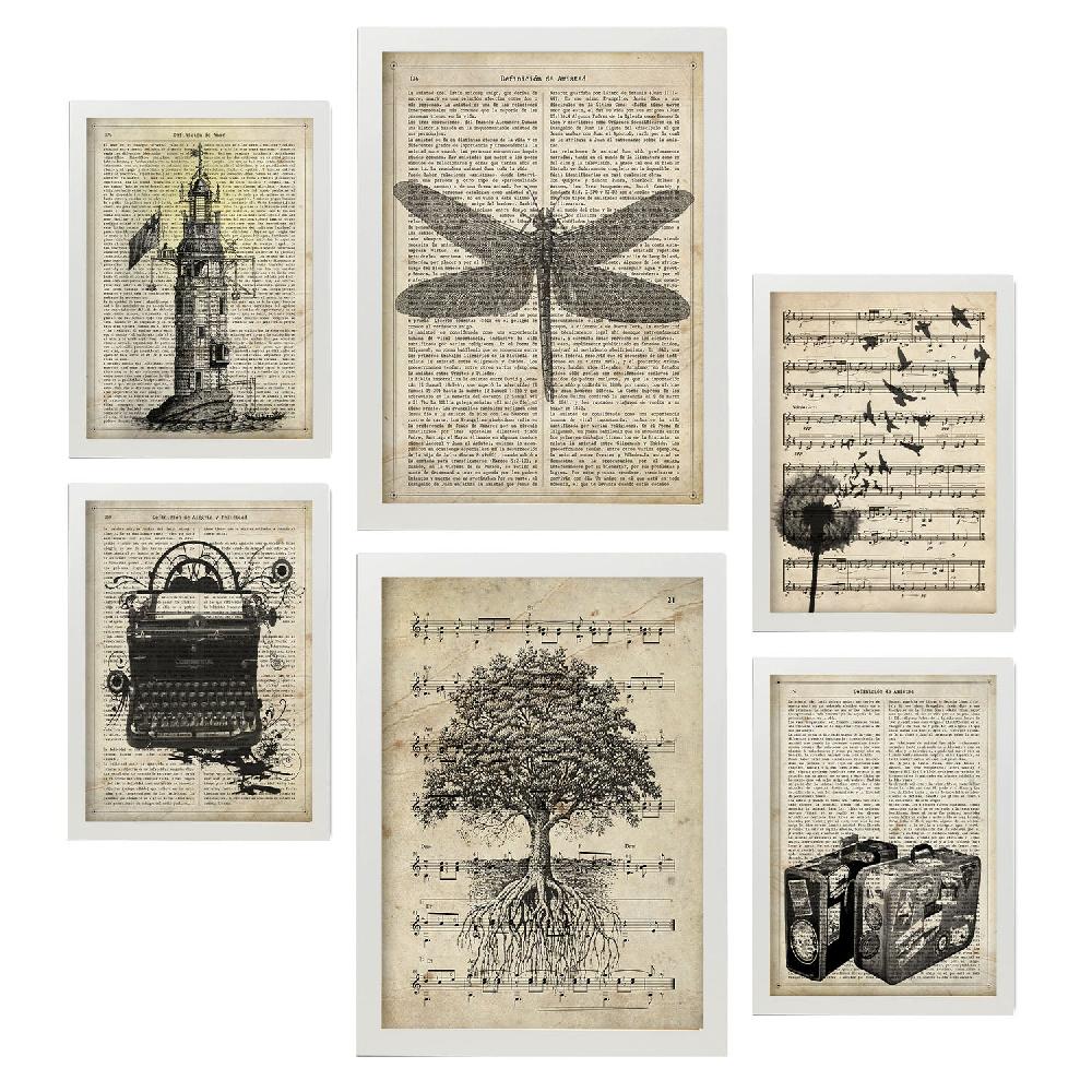 Nacnic Láminas Nacnic Vintage Blanco Y Negro Para Habitación