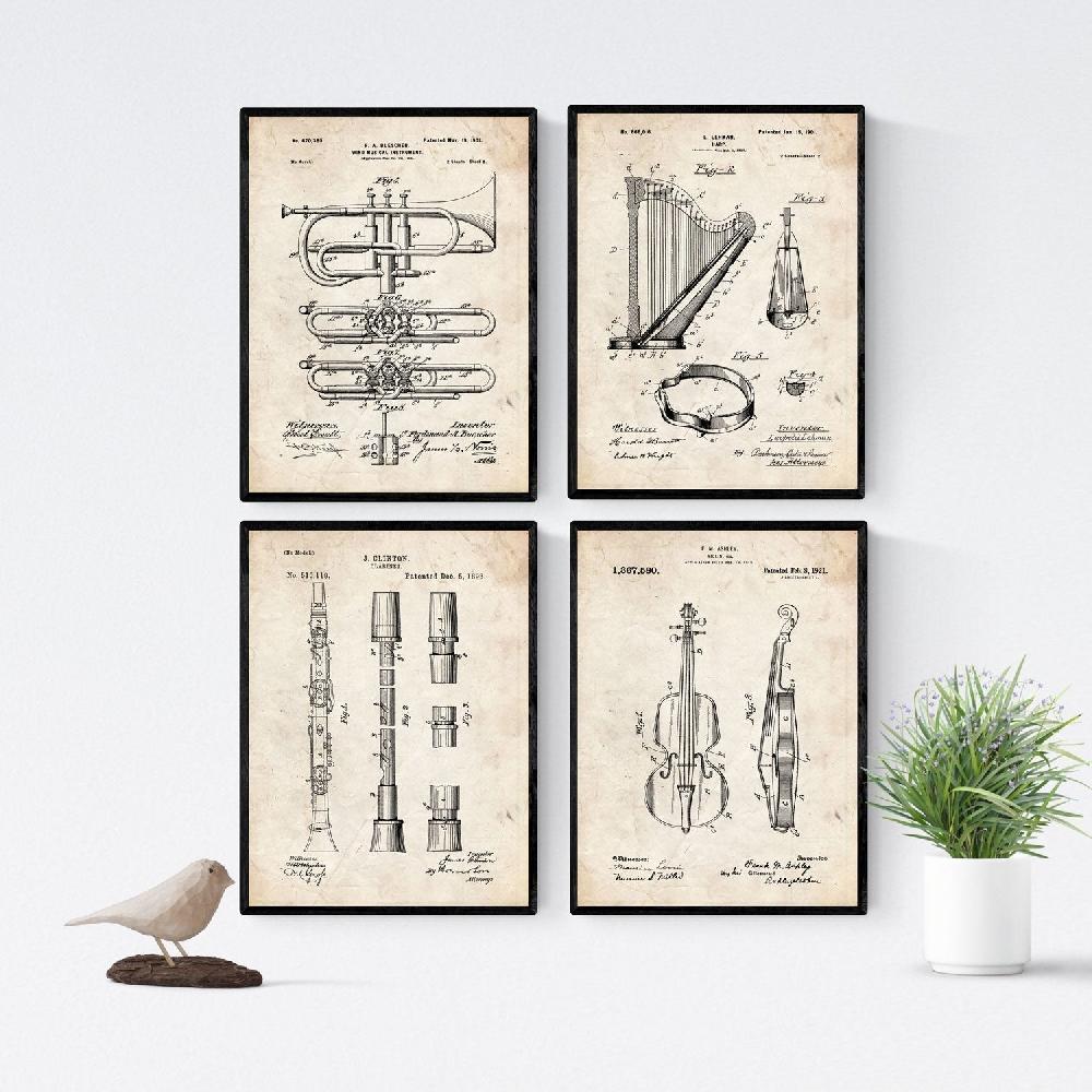 nacnic Láminas Vintage de Patentes de Instrumentos Musicales