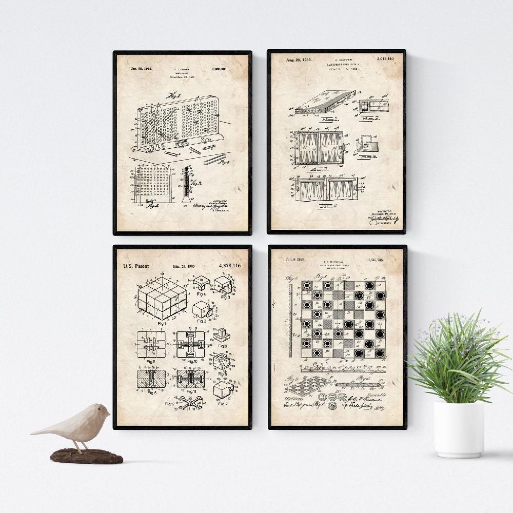 nacnic Láminas Vintage de Patentes de Juegos de Mesa Antiguos