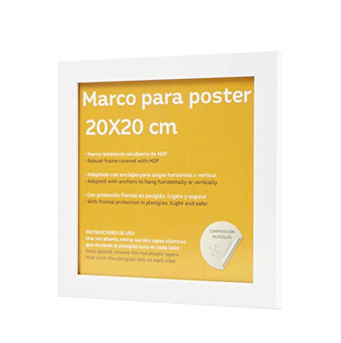 nacnic Marco blanco robusto para láminas con frontal de plexiglas de alta calidad