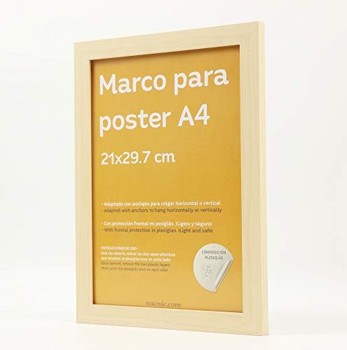 Nacnic Marco De Madera De Nogal Robusto Con Frontal De Plexiglas Para Posters