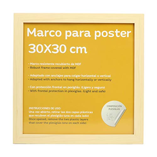 nacnic Marco de madera de nogal robusto con frontal de plexiglas para posters de alta calidad