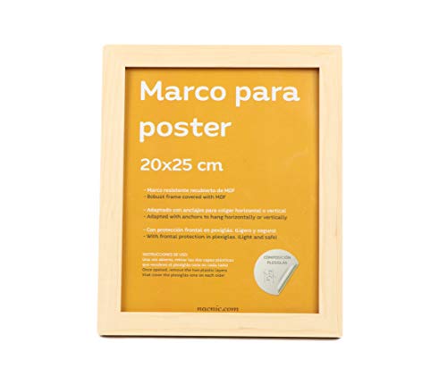 Nacnic Marco De Madera De Nogal Robusto Con Frontal De Plexiglas Para Láminas