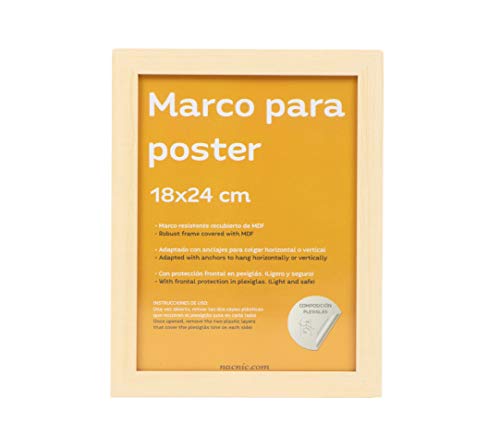 nacnic Marco de madera de nogal robusto con frontal de plexiglas para posters