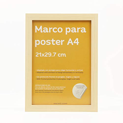nacnic Marco de Madera de Nogal Robusto con Frontal de Plexiglas para Posters