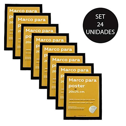 Nacnic Marco Para Fotos 20x25 Cm. Set 24 Unidades Color NEGRO Elaborado En MDF. Porfafotos Para Colgar O Apoyar. Para Fotos Posters Diplomas Dibujos. Frontal De Cristal. Caja De 24 Marcos