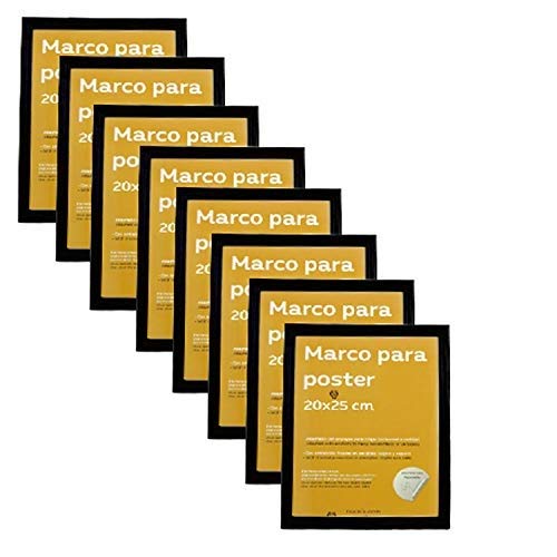 nacnic Marco para fotos 20x25 cm. Set 24 unidades color NEGRO elaborado en MDF. Porfafotos para colgar o apoyar. Para fotos posters diplomas dibujos. Frontal de cristal. Caja de 24 marcos