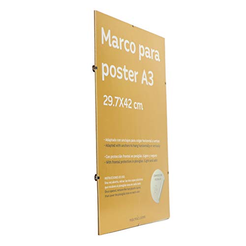 Nacnic Marco Transparente De Clip Soporte Transparente Para Fotos Posters Diplomas Dibujos O Láminas. Tamaño A3 (29.7x42 Cm). Marco Clip Transparente Con Plexiglas Y Anclajes Para Colgar