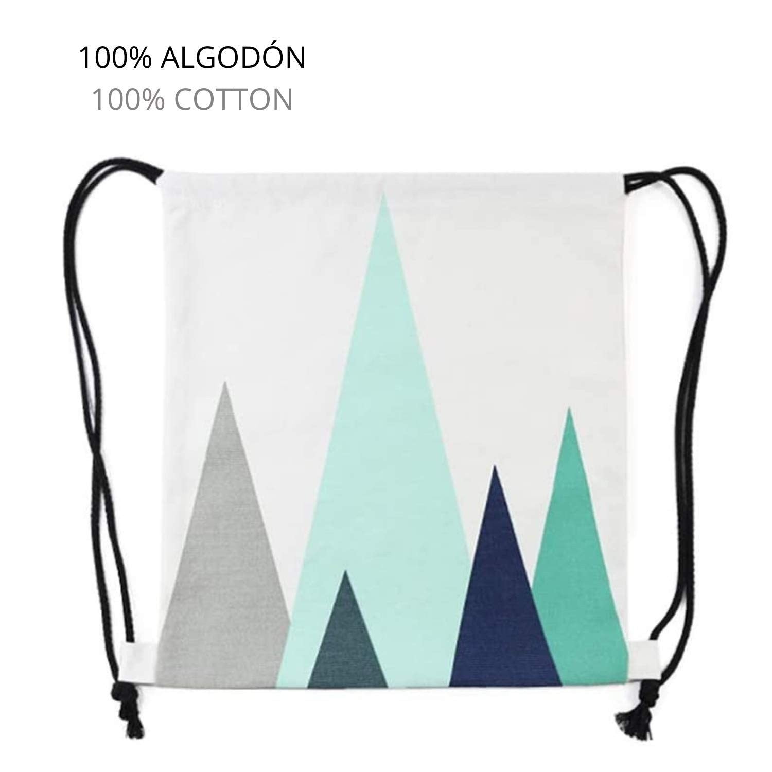 Nacnic Mochila De Algodón Con Diseño Geométrico Azul Turquesa