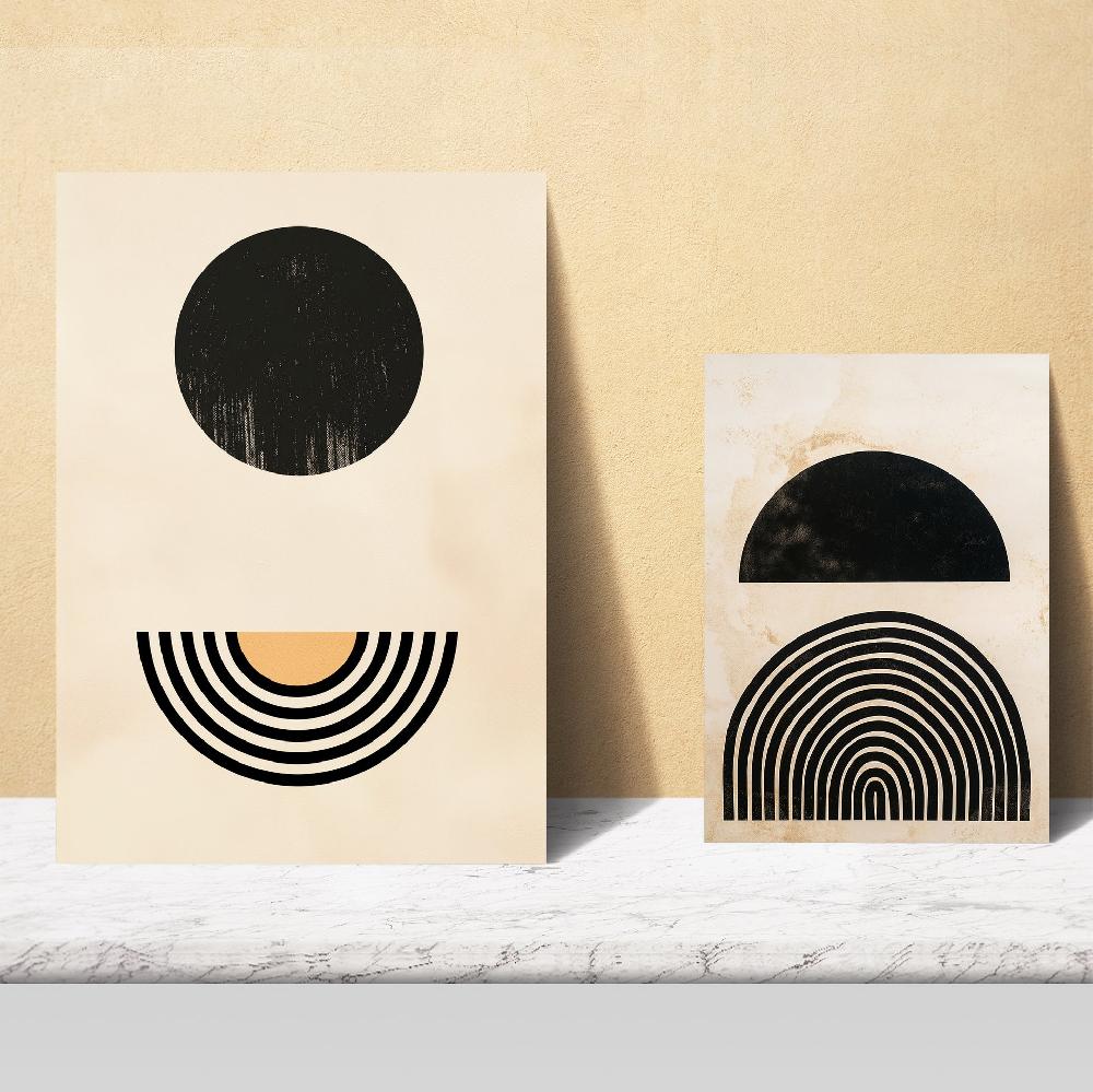 Nacnic Montañas Geometricas Vintage Marron Negro Y Tonos Tierra