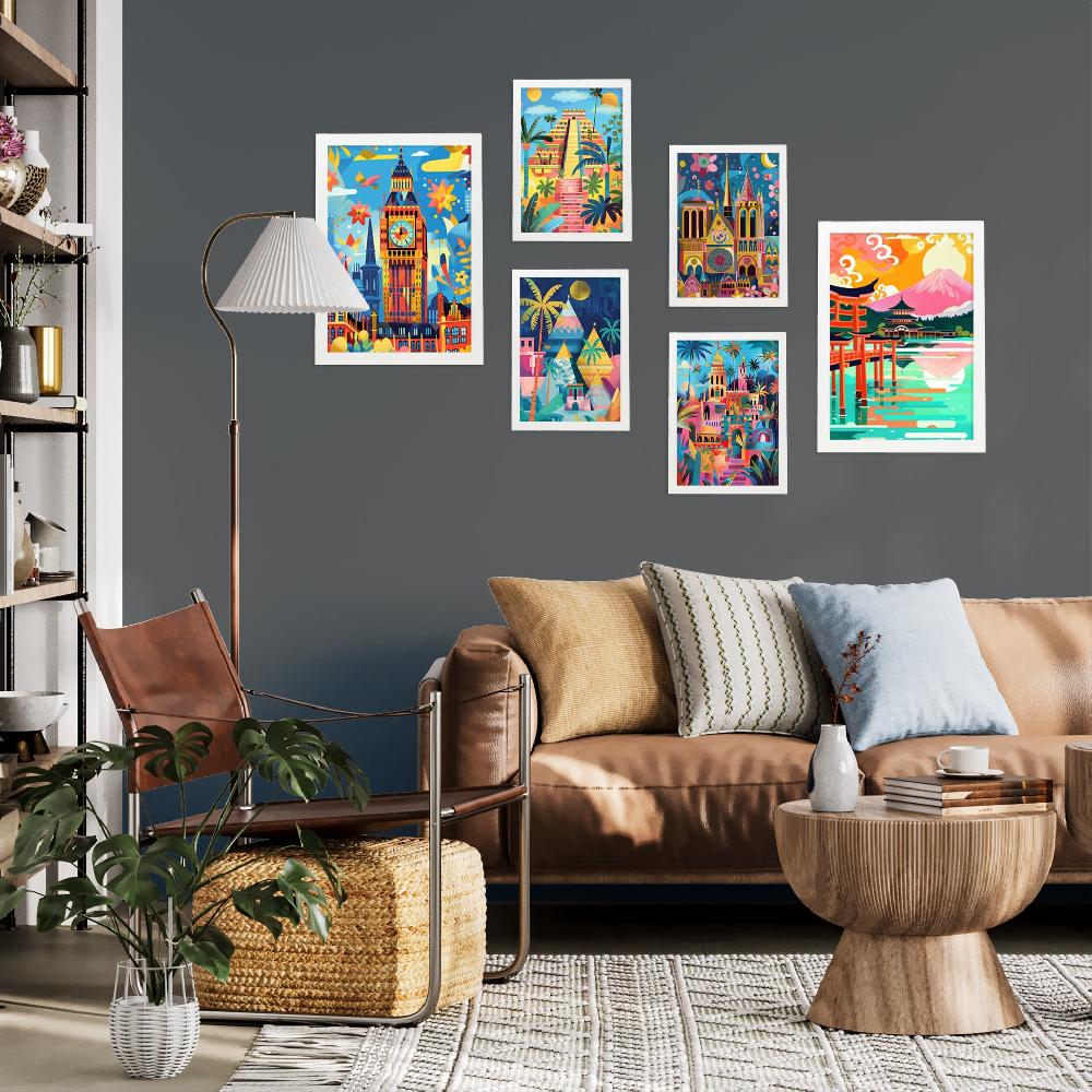Nacnic Monuments Inspired By Mary Blair. Luxor Big Ben Egipto Chichen Itza Notre Dame Itsukushim