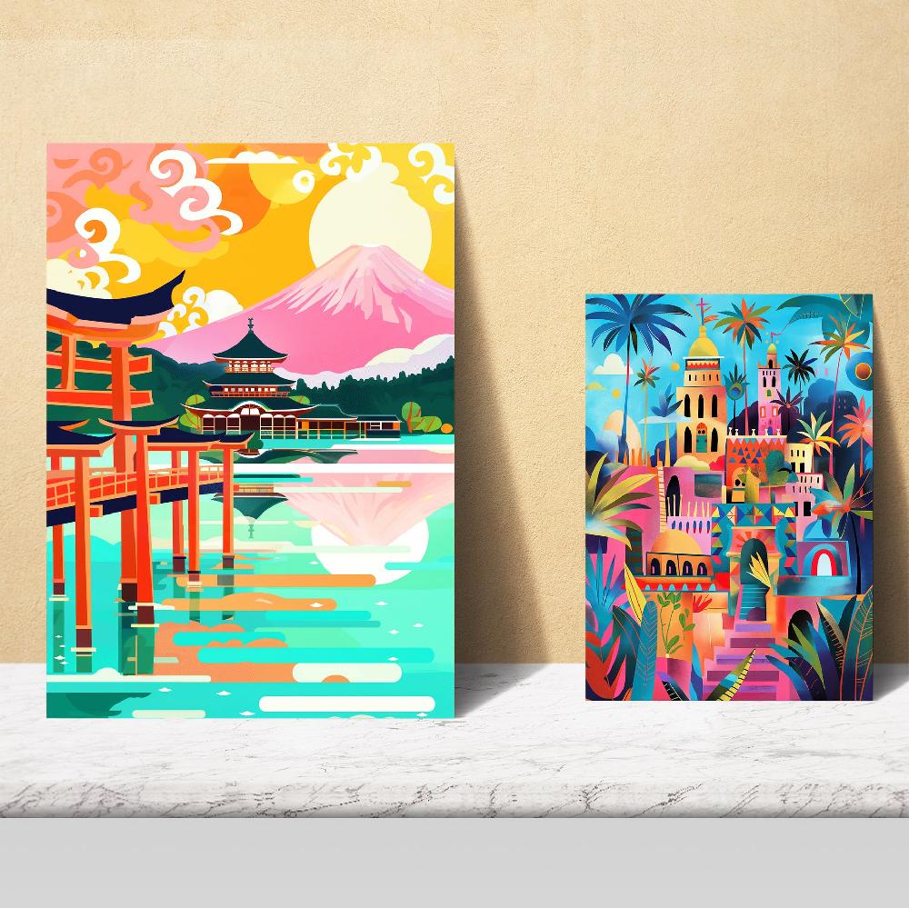 Nacnic Monuments Inspired By Mary Blair. Luxor Big Ben Egipto Chichen Itza Notre Dame Itsukushim