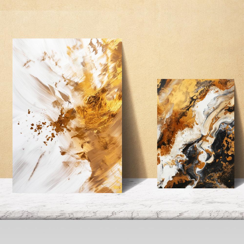 Nacnic Abstract Colors Brown White Gold Shapes