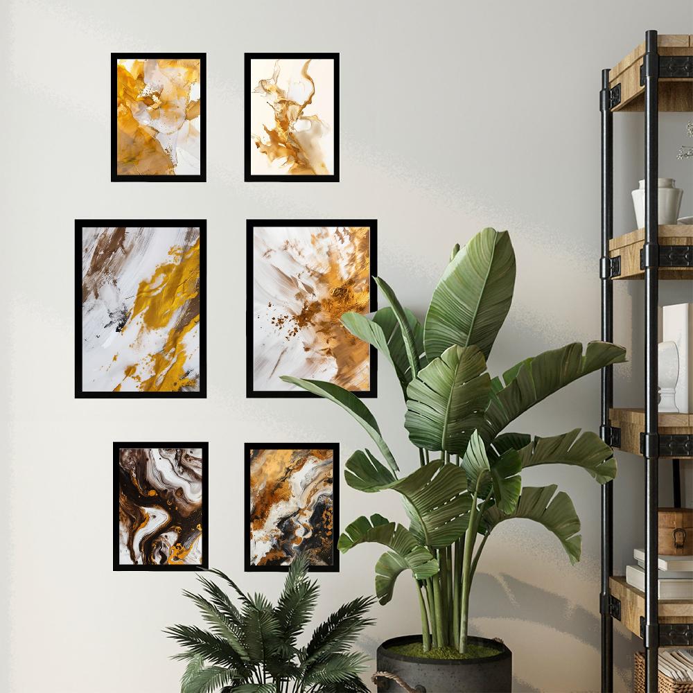 nacnic Abstract colors brown white gold shapes
