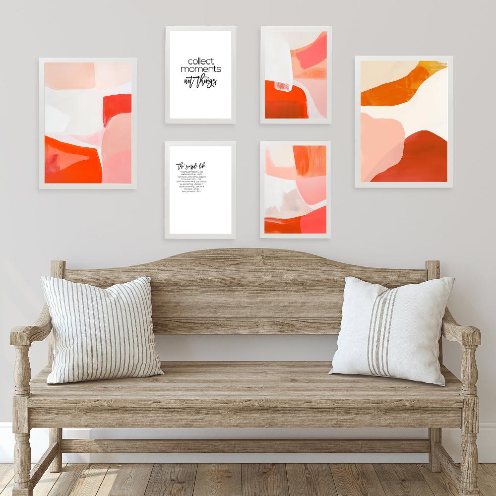Nacnic Abstract Colors Orange Red White Shapes