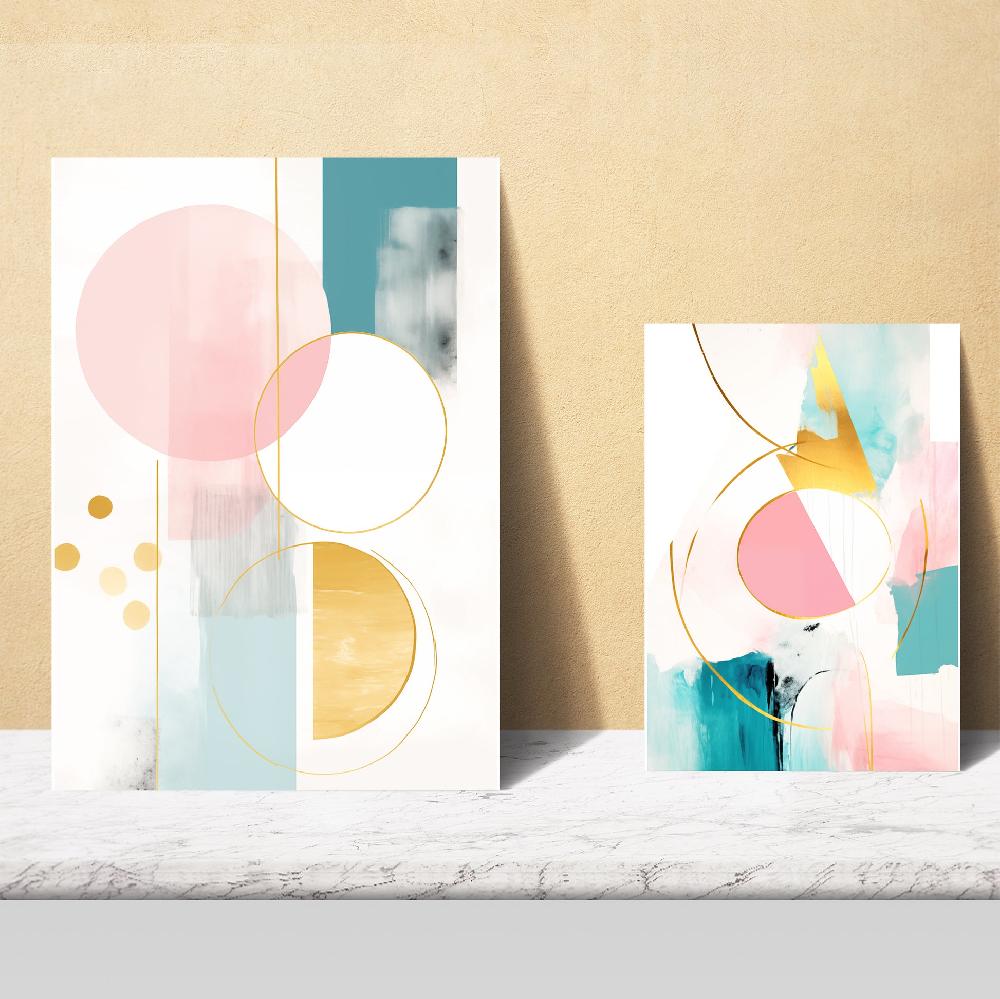 Nacnic Abstracto Lila Fucsia Dorado Verde