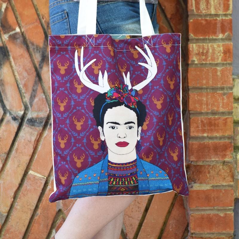nacnic Bolsa tote de Frida vintage cuernos